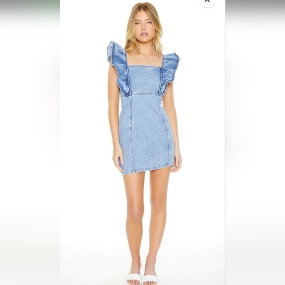 F21 Mini Denim dress Sz M - Picture 6 of 10